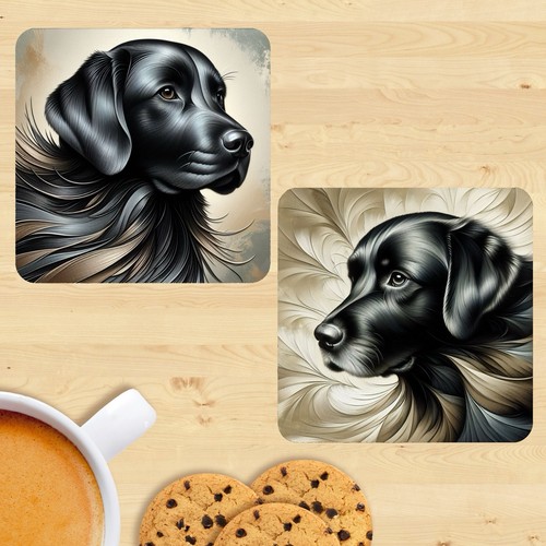 Black labrador coasters set - black, coasters,