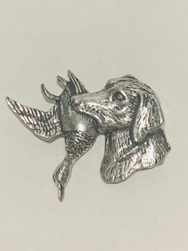 Labrador and duck - pewter, pin